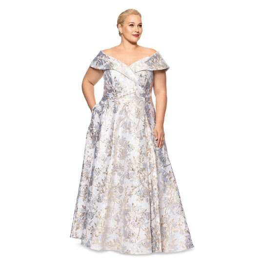 Xscape Plus Size Off-The-Shoulder Brocade Ball Gown