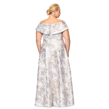 Xscape Plus Size Off-The-Shoulder Brocade Ball Gown