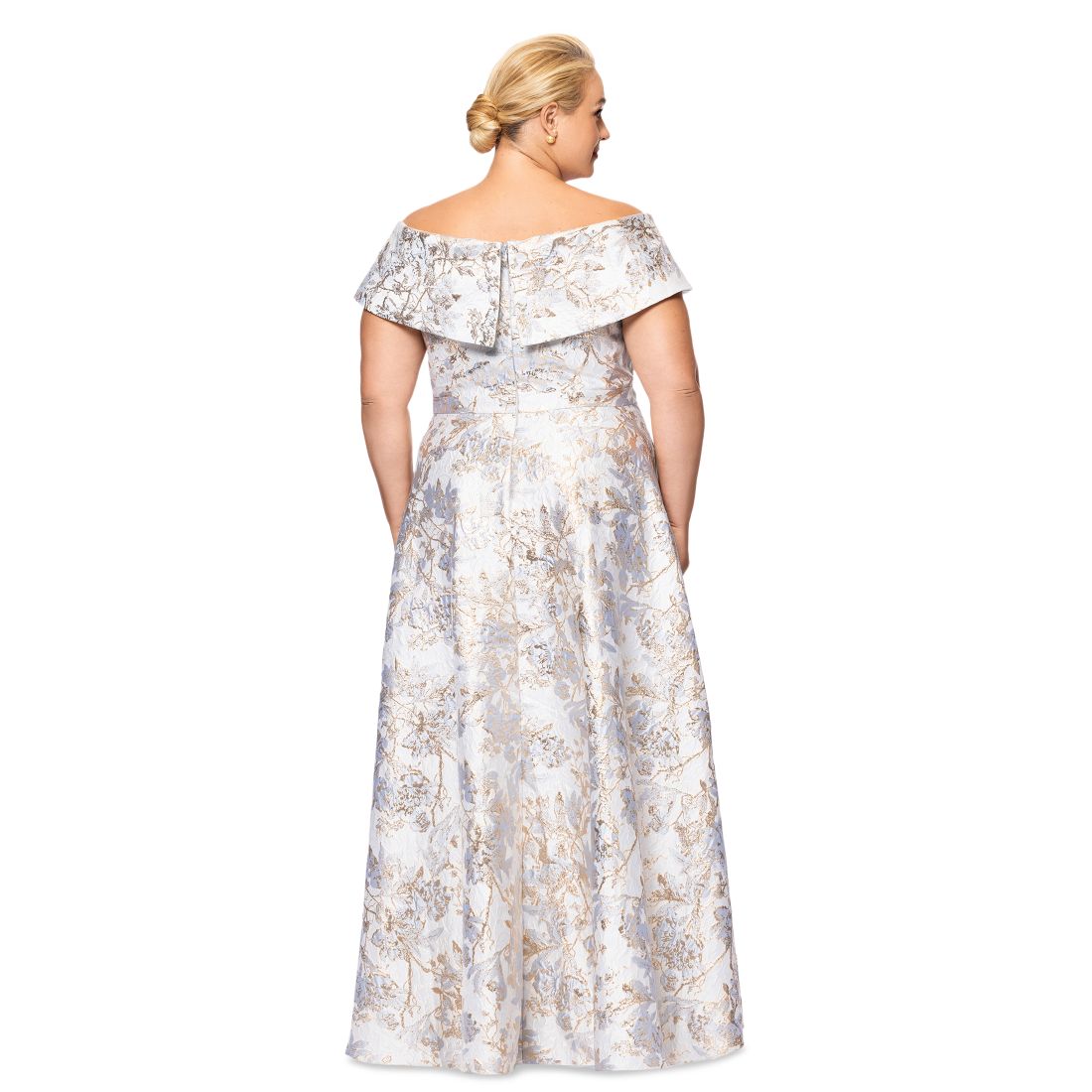Xscape Plus Size Off-The-Shoulder Brocade Ball Gown