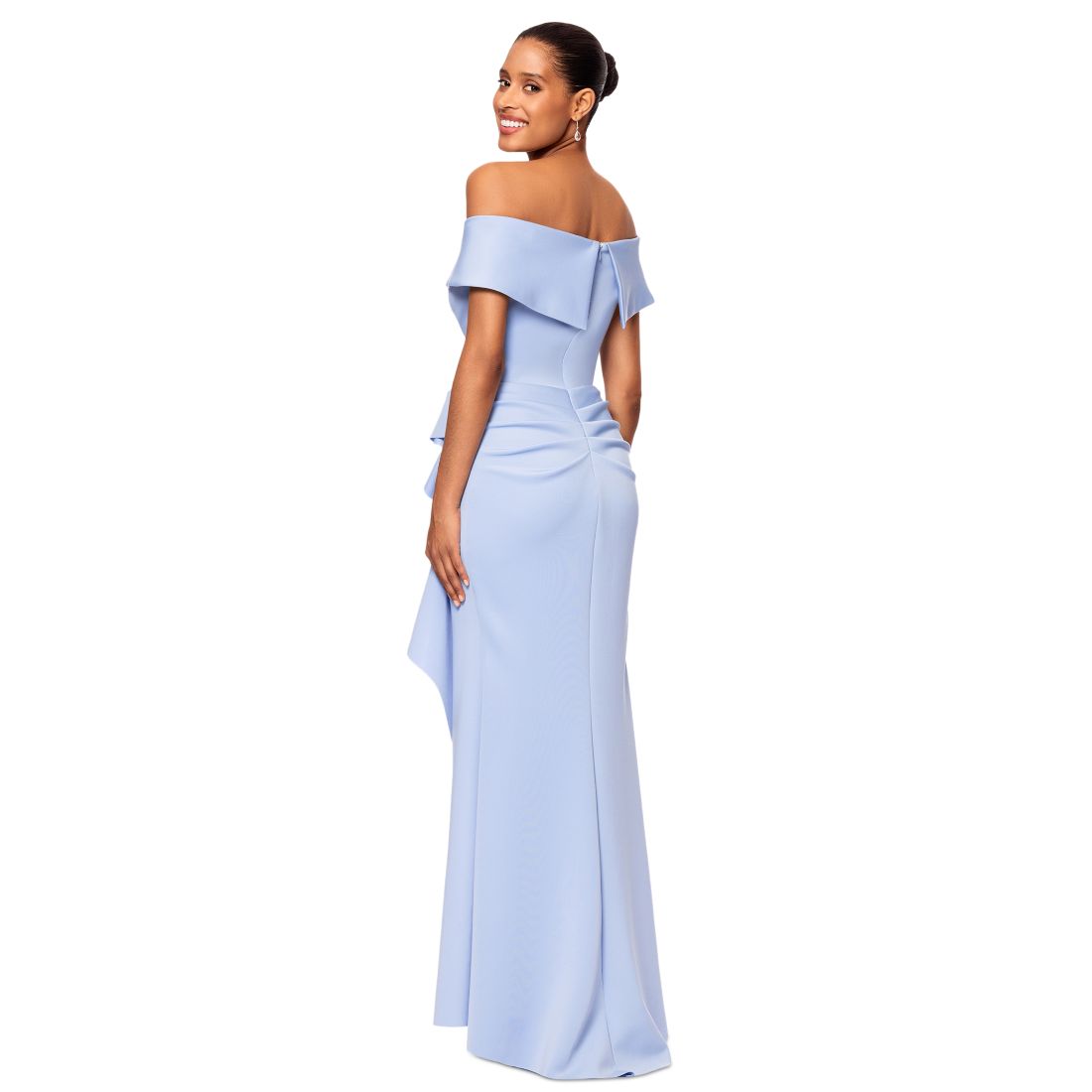 Xscape Scuba Off-The-Shoulder Gown