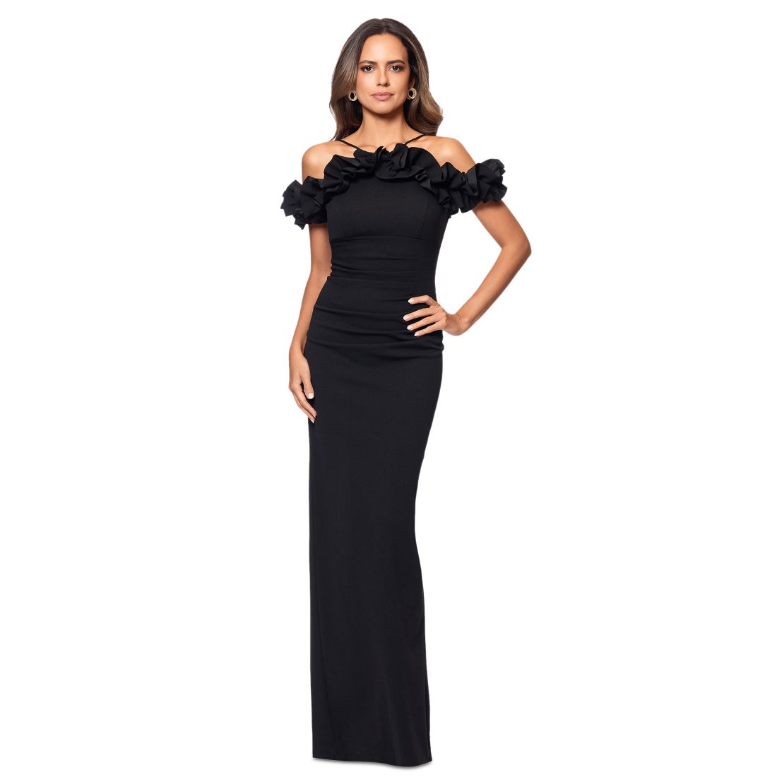 Xscape Women's Halter-Strap Ruffled Gown