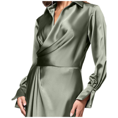 Xscape Women's Satin Shirtdress Gown