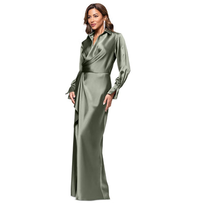 Xscape Women's Satin Shirtdress Gown
