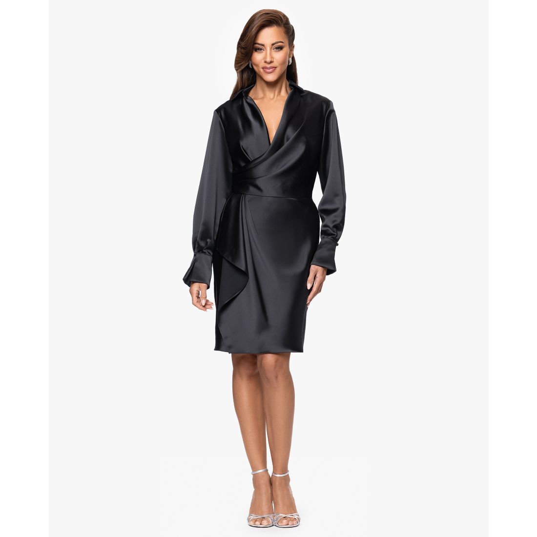 Xscape Women's Long Sleeve Midi Dress