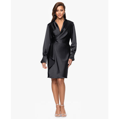 Xscape Women's Long Sleeve Midi Dress