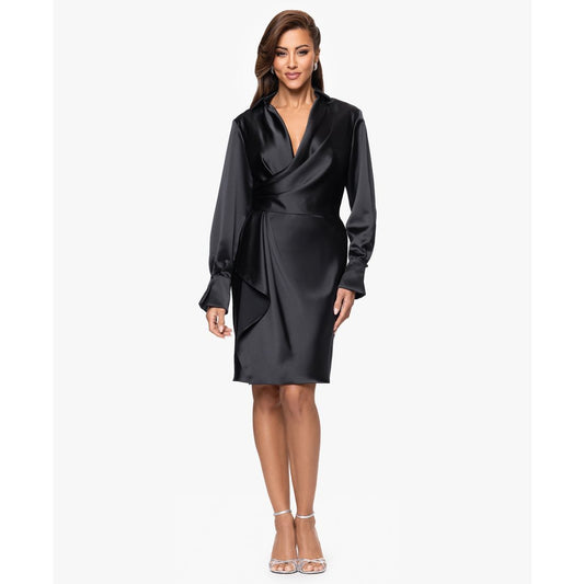 Xscape Women's Long Sleeve Midi Dress