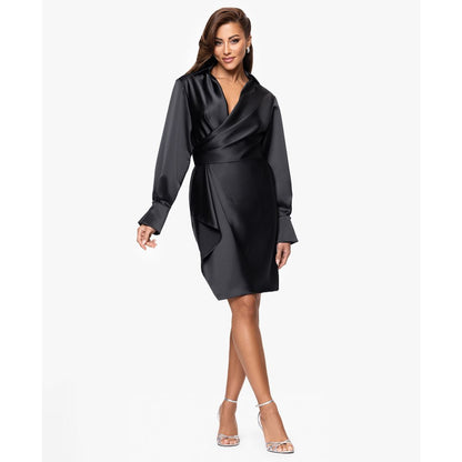 Xscape Women's Long Sleeve Midi Dress