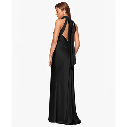 Xscape Women's Tie Neck Long Dress