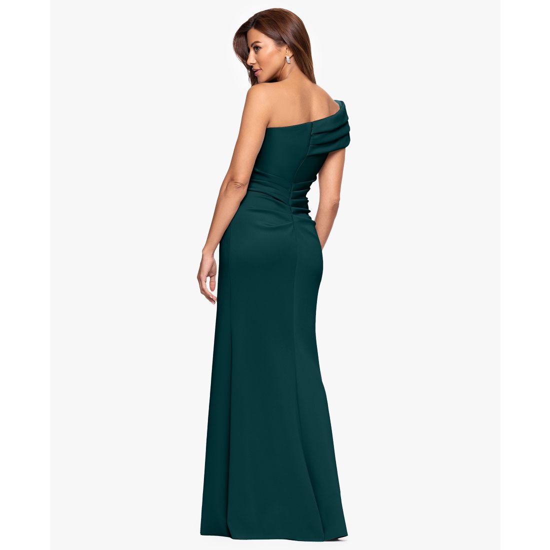 Xscape Women's One-Shoulder Pleat Long Dress