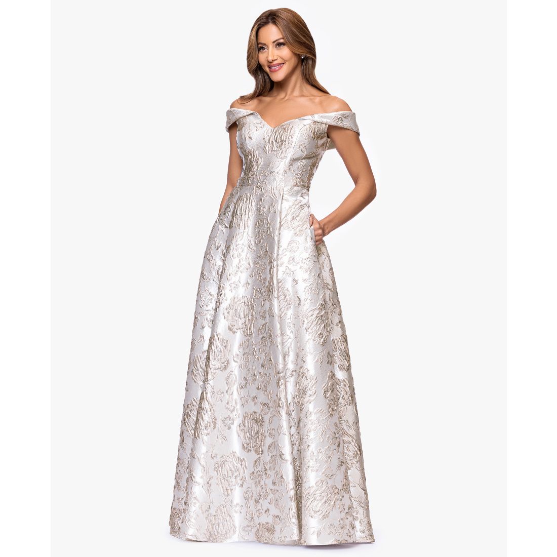 Xscape Women's Off-The-Shoulder Long Ball Gown