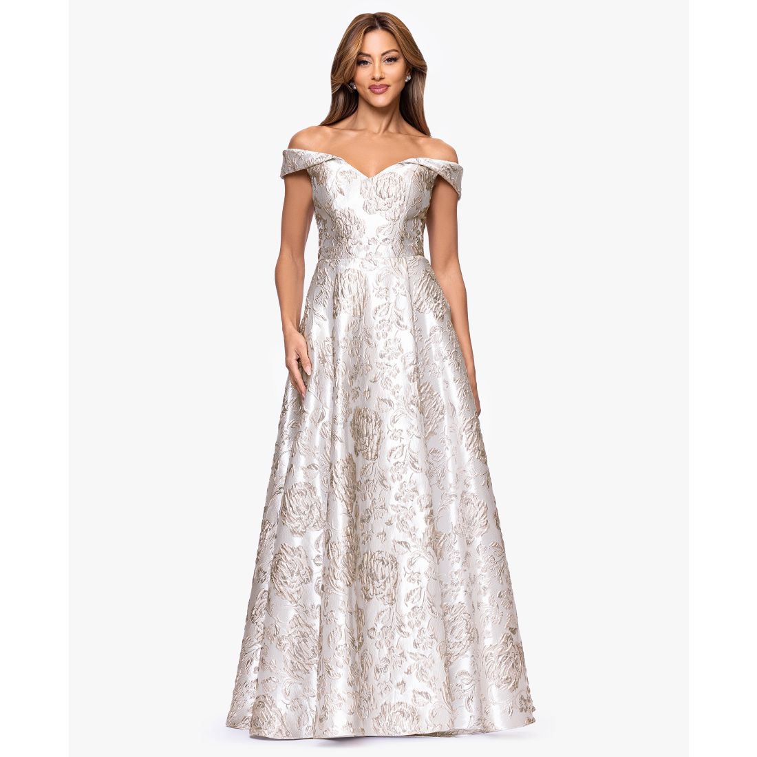 Xscape Women's Off-The-Shoulder Long Ball Gown