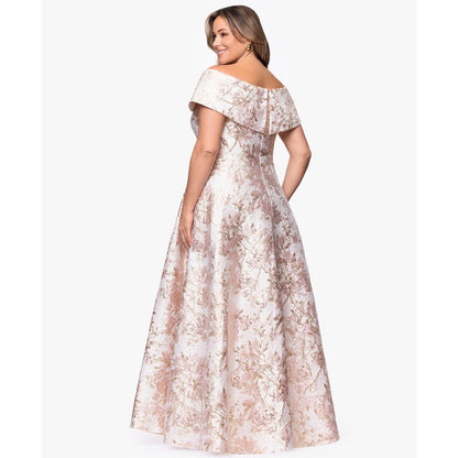 Xscape Plus Size Off-The-Shoulder Brocade Ball Gown