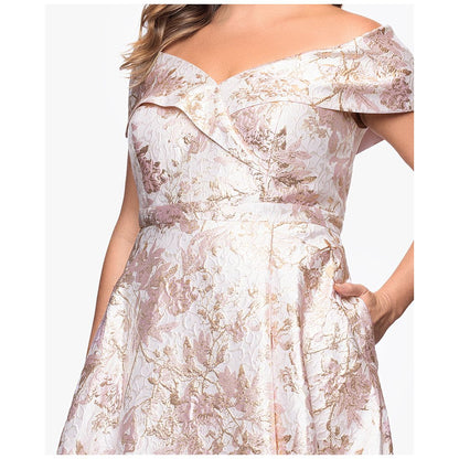 Xscape Plus Size Off-The-Shoulder Brocade Ball Gown