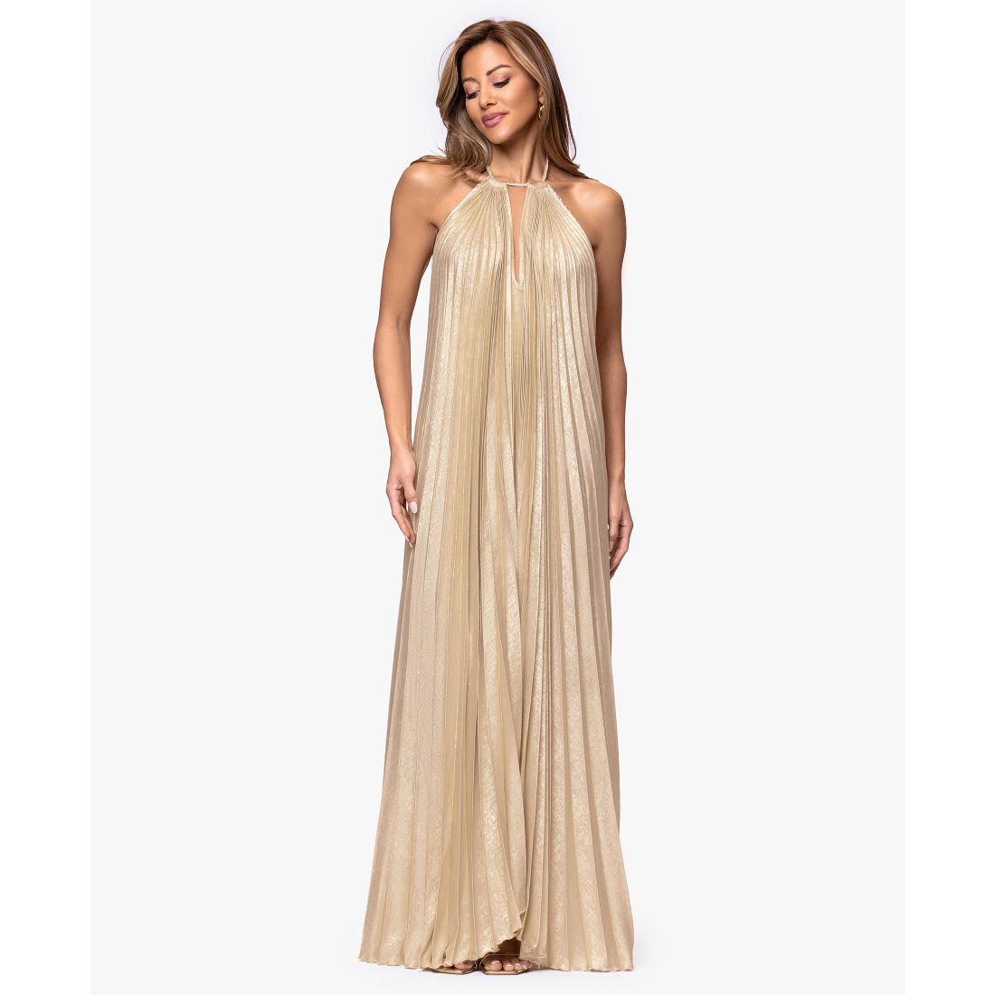 Xscape Women's Pleated Halter Neck Ball Gown