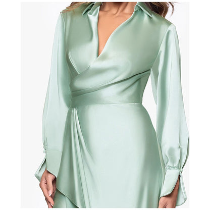 Xscape Women's Satin Shirtdress Gown