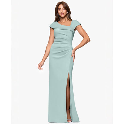 Xscape Petite Asymmetric Front Slit Evening Gown