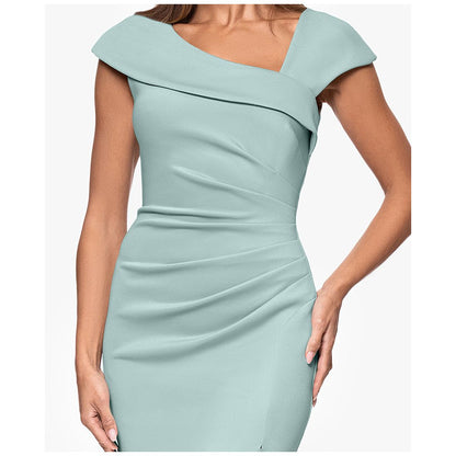 Xscape Petite Asymmetric Front Slit Evening Gown