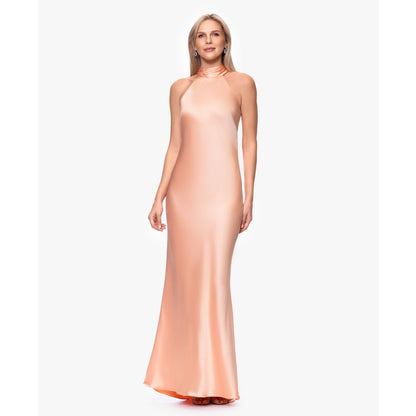 Xscape Women's Tie Neck Long Dress
