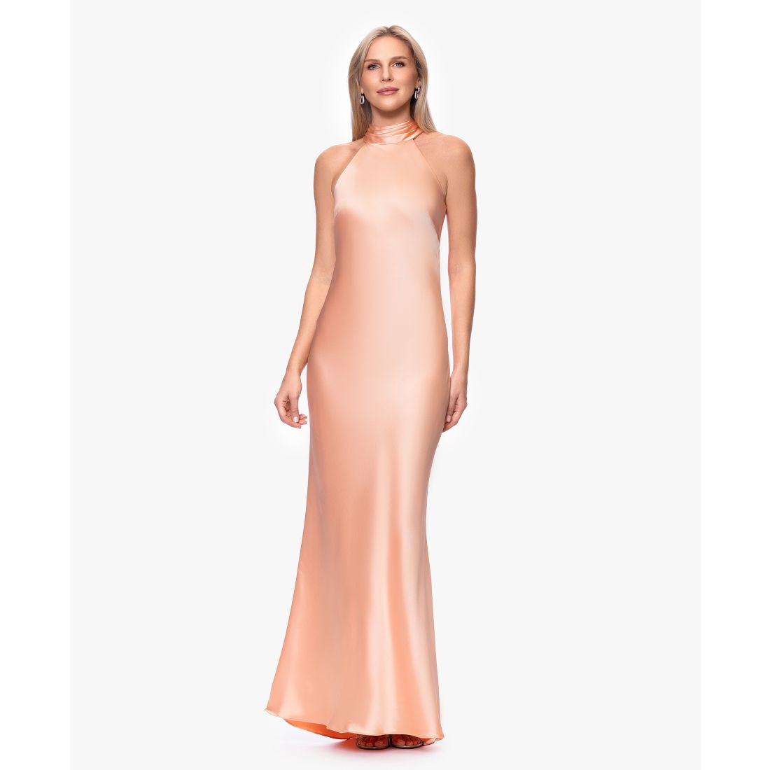 Xscape Women's Tie Neck Long Dress