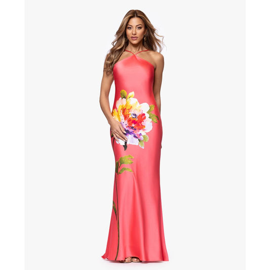 Xscape Women's Printed Halter Neck Maxi Dress