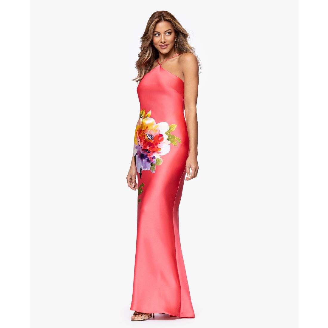 Xscape Women's Printed Halter Neck Maxi Dress