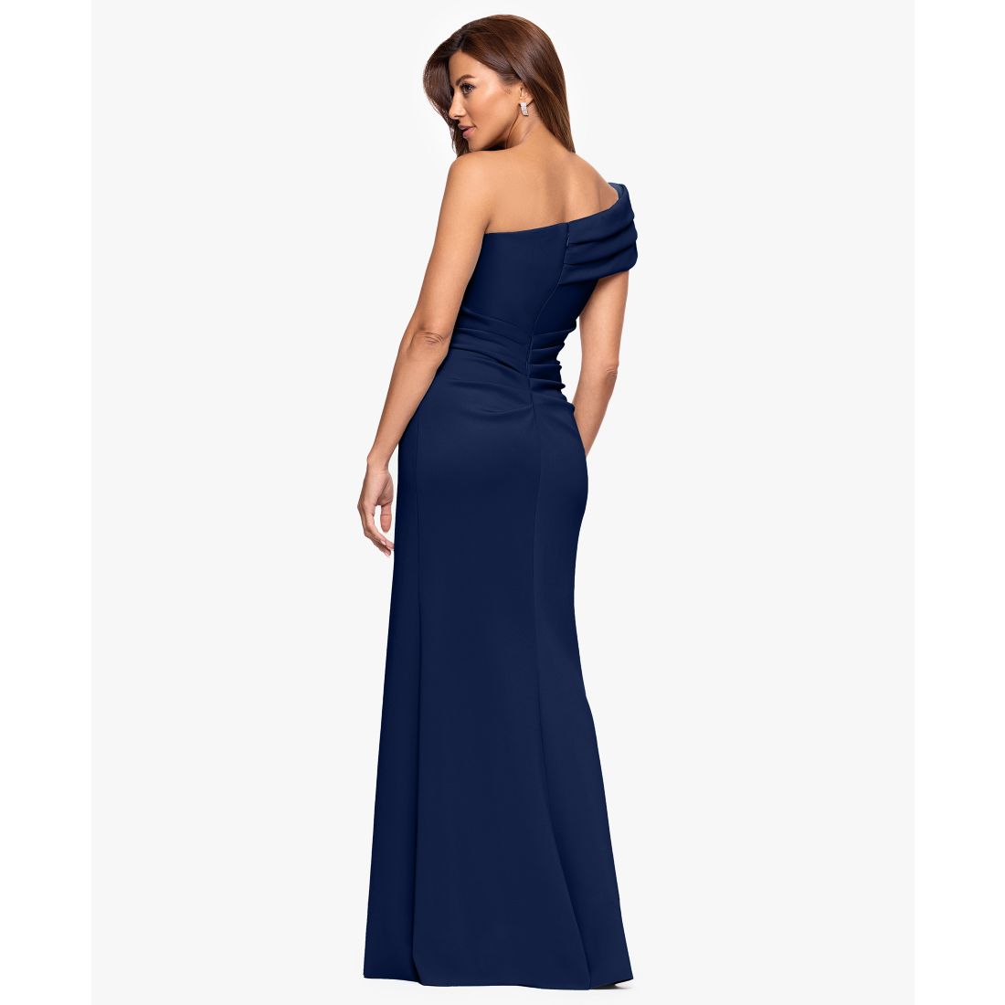 Xscape Women's One-Shoulder Pleat Long Dress