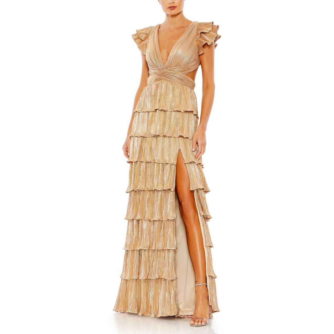 Women's Ieena Ruffle Tiered Criss Cross Lace Up Gown