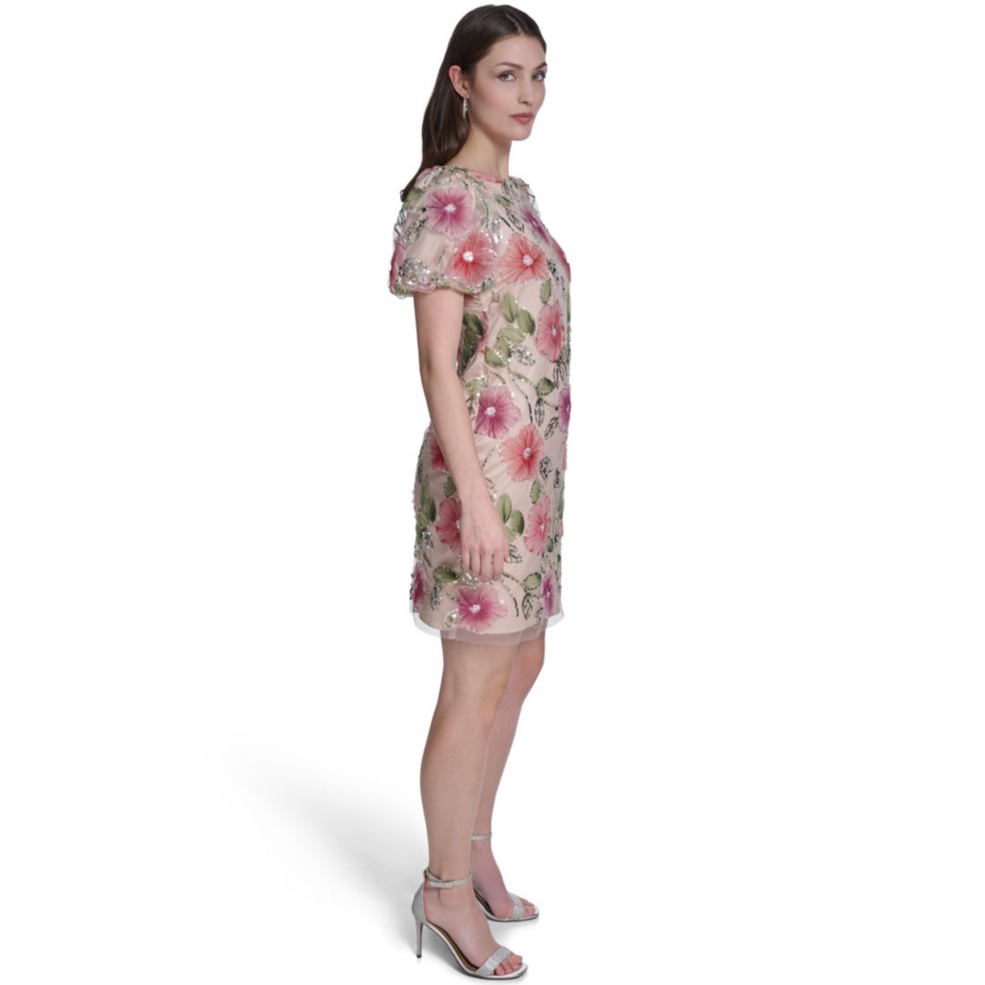 Eliza J Petite Printed Boat Neck Mini Dress