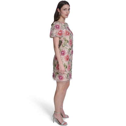 Eliza J Petite Printed Boat Neck Mini Dress