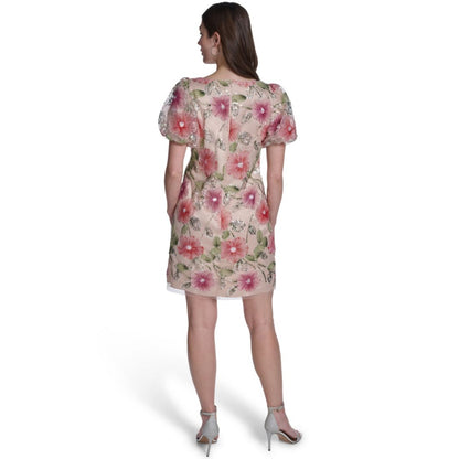 Eliza J Petite Printed Boat Neck Mini Dress