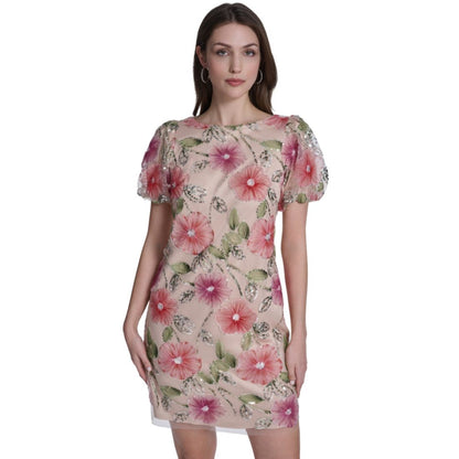 Eliza J Petite Printed Boat Neck Mini Dress