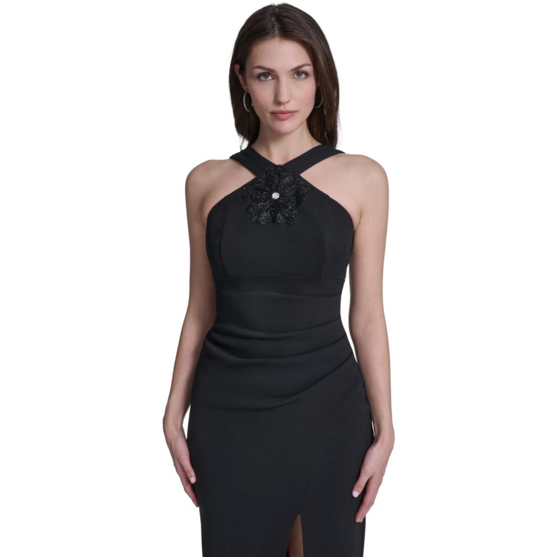 Eliza J Women's Slit Halter Neck Midi Dress