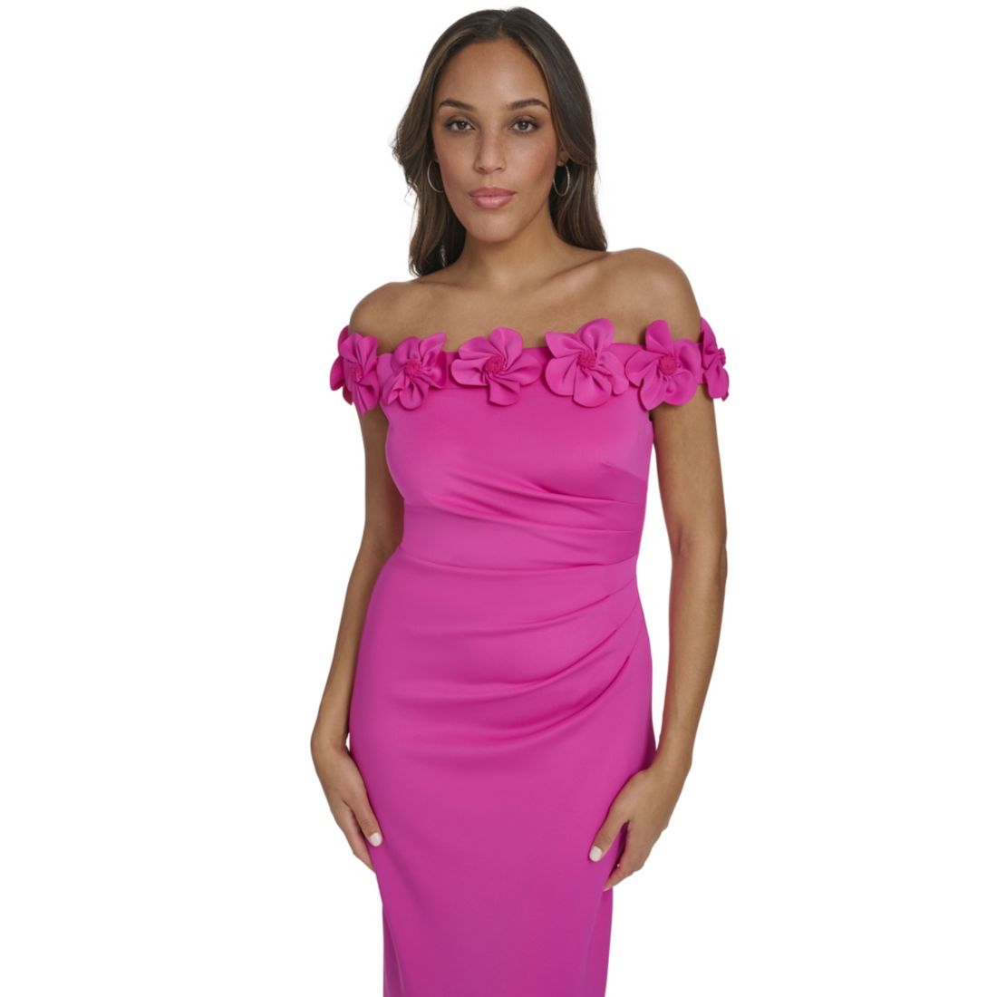 Eliza J Women's Off-The-Shoulder 3D Floral Midi Dress
