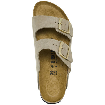 Birkenstock Women's Arizona Soft Footbed Suede Leather Sandals - Black, White