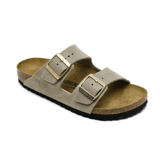 Birkenstock Women's Arizona Soft Footbed Suede Leather Sandals - Black, White