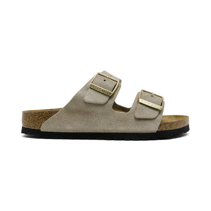 Birkenstock Women's Arizona Soft Footbed Suede Leather Sandals - Black, White