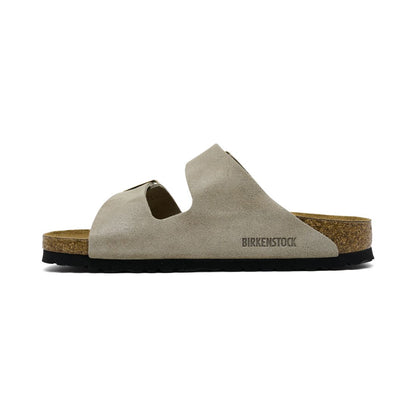 Birkenstock Women's Arizona Soft Footbed Suede Leather Sandals - Black, White