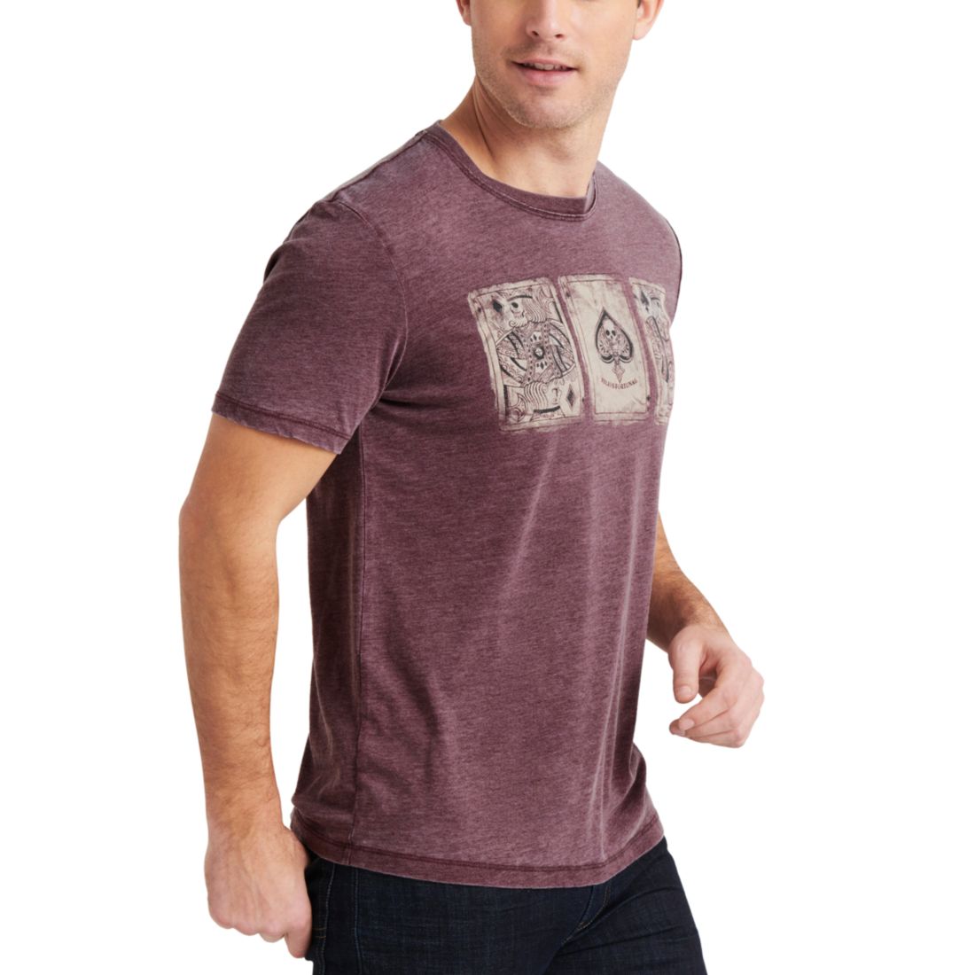 Lucky Brand Men's Poker Cards Short Sleeve T-Shirt, Port Royle Burnout