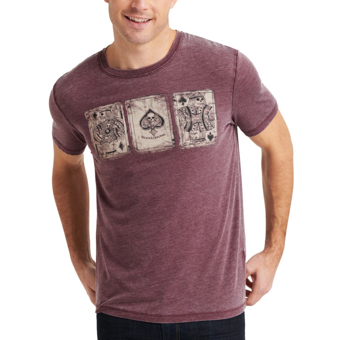Lucky Brand Men's Poker Cards Short Sleeve T-Shirt, Port Royle Burnout