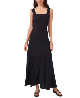 Women's Challis Square-Neck Smocked-Back Sleeveless Maxi Dress