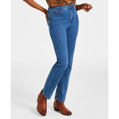 Style & Co Petite High-Rise Natural Straight-Leg Jeans, Petite & Petite Short, Created for Macy's