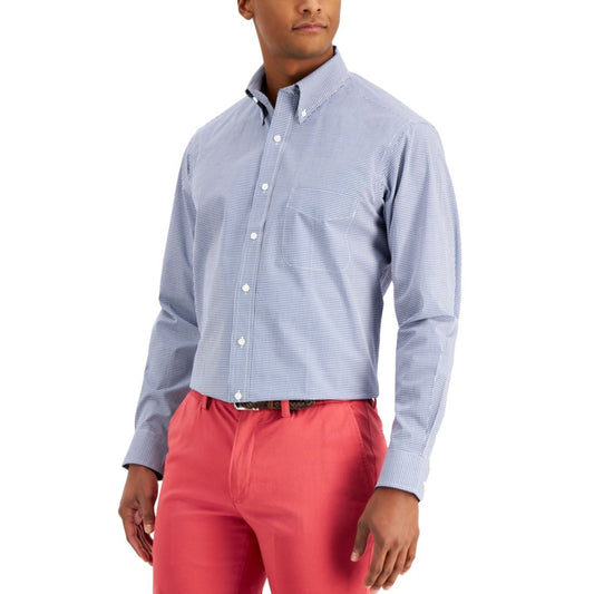 Club Room Men's Regular Fit Mini Gingham Dress Shirt, Created for Macy's