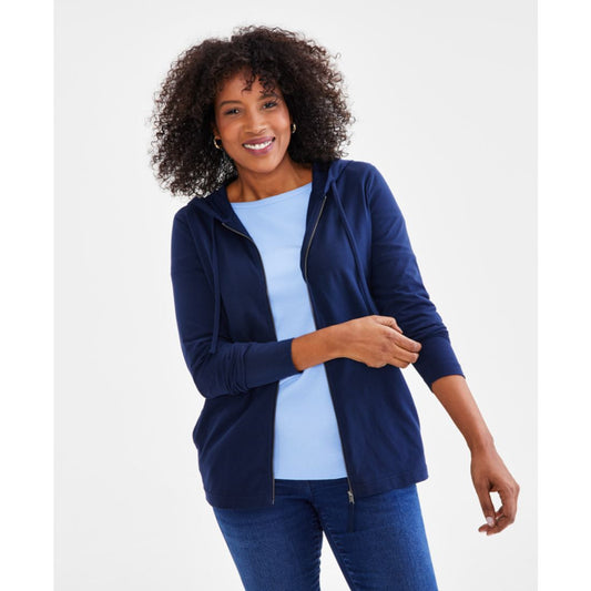 Style & Co Women's Zip-Front Hooded Sweatshirt, Created for Macy's