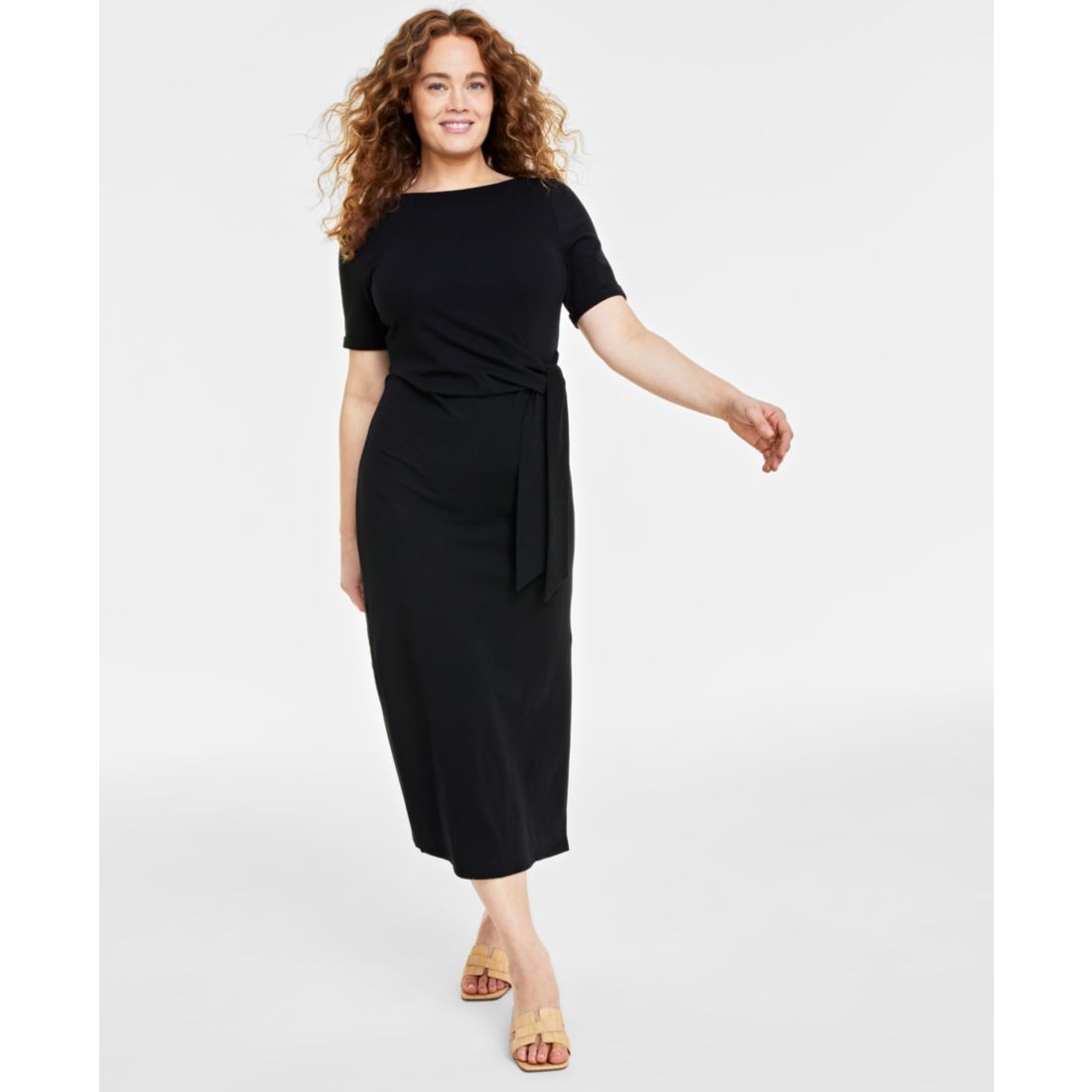 On 34th Women's Crewneck Wrap Tie Dress, Created for Macy's