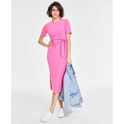 On 34th Women's Crewneck Wrap Tie Dress, Created for Macy's