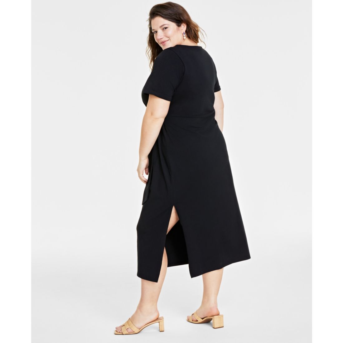 On 34th Trendy Plus Size Side-Tie Knit Midi Dress, Created for Macy's