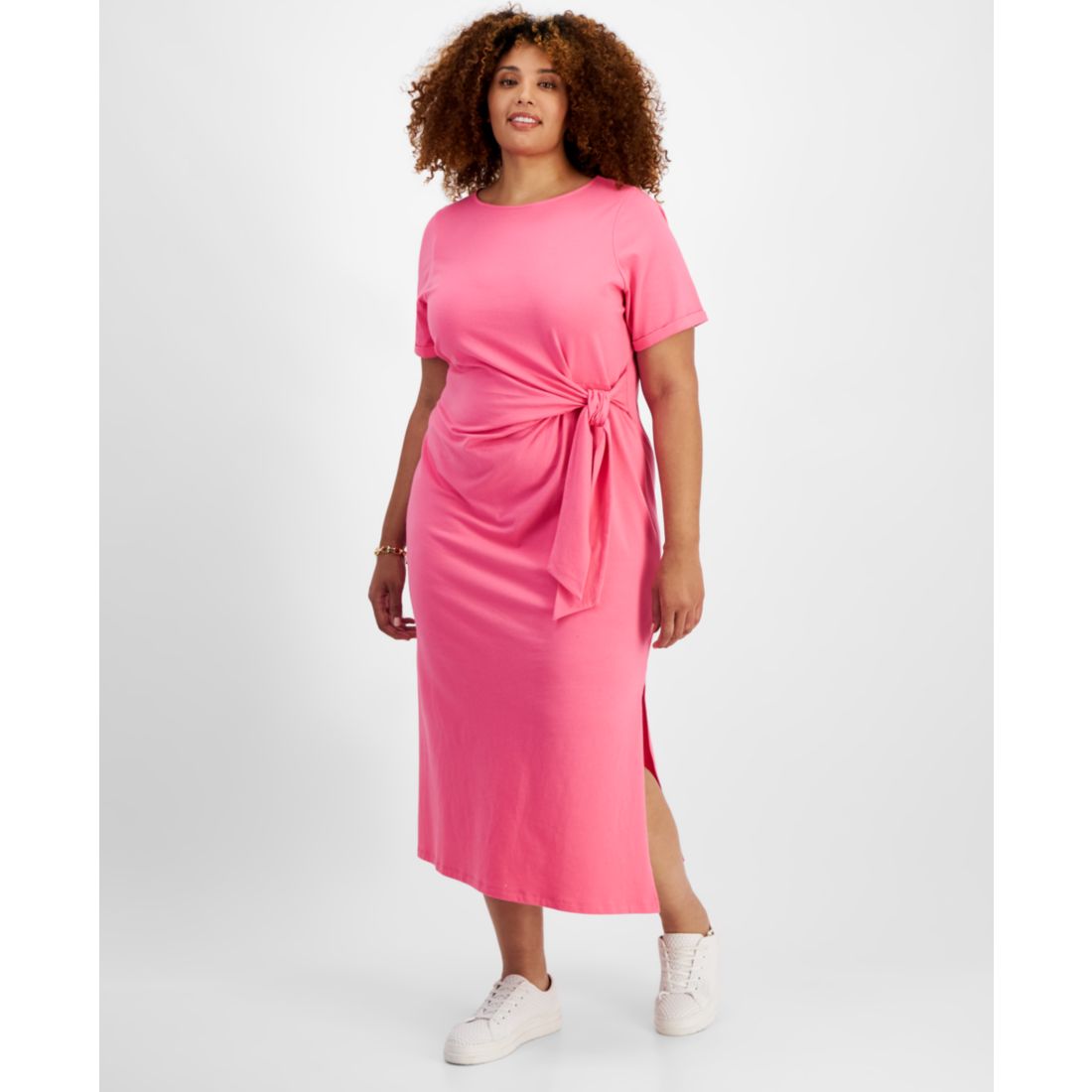 On 34th Trendy Plus Size Side-Tie Knit Midi Dress, Created for Macy's
