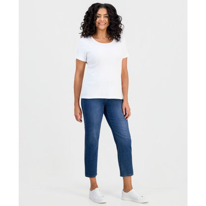 Style & Co Women's Cotton Short-Sleeve Scoop-Neck Top, Exclusively at Macy's