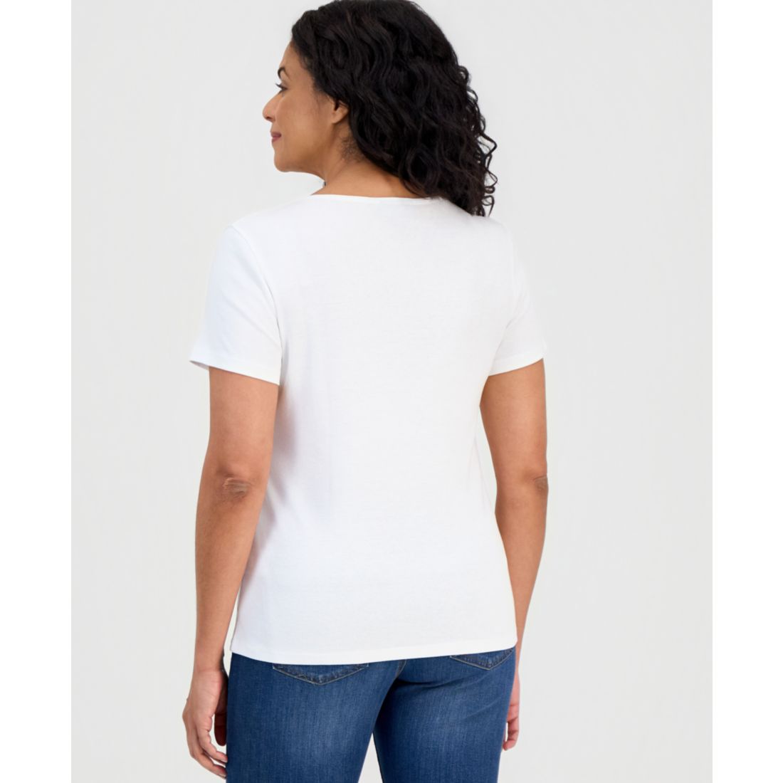 Style & Co Women's Cotton Short-Sleeve Scoop-Neck Top, Exclusively at Macy's