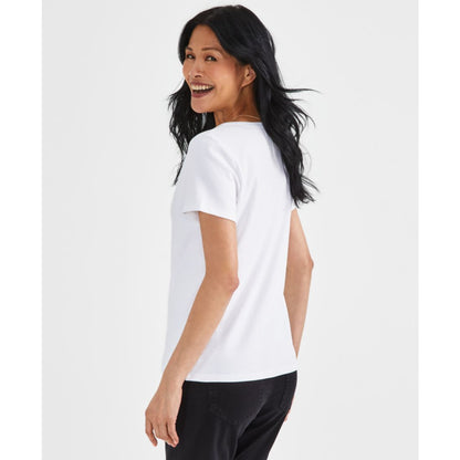 Style & Co Women's Short-Sleeve Cotton Henley Top, Exclusively at Macy's